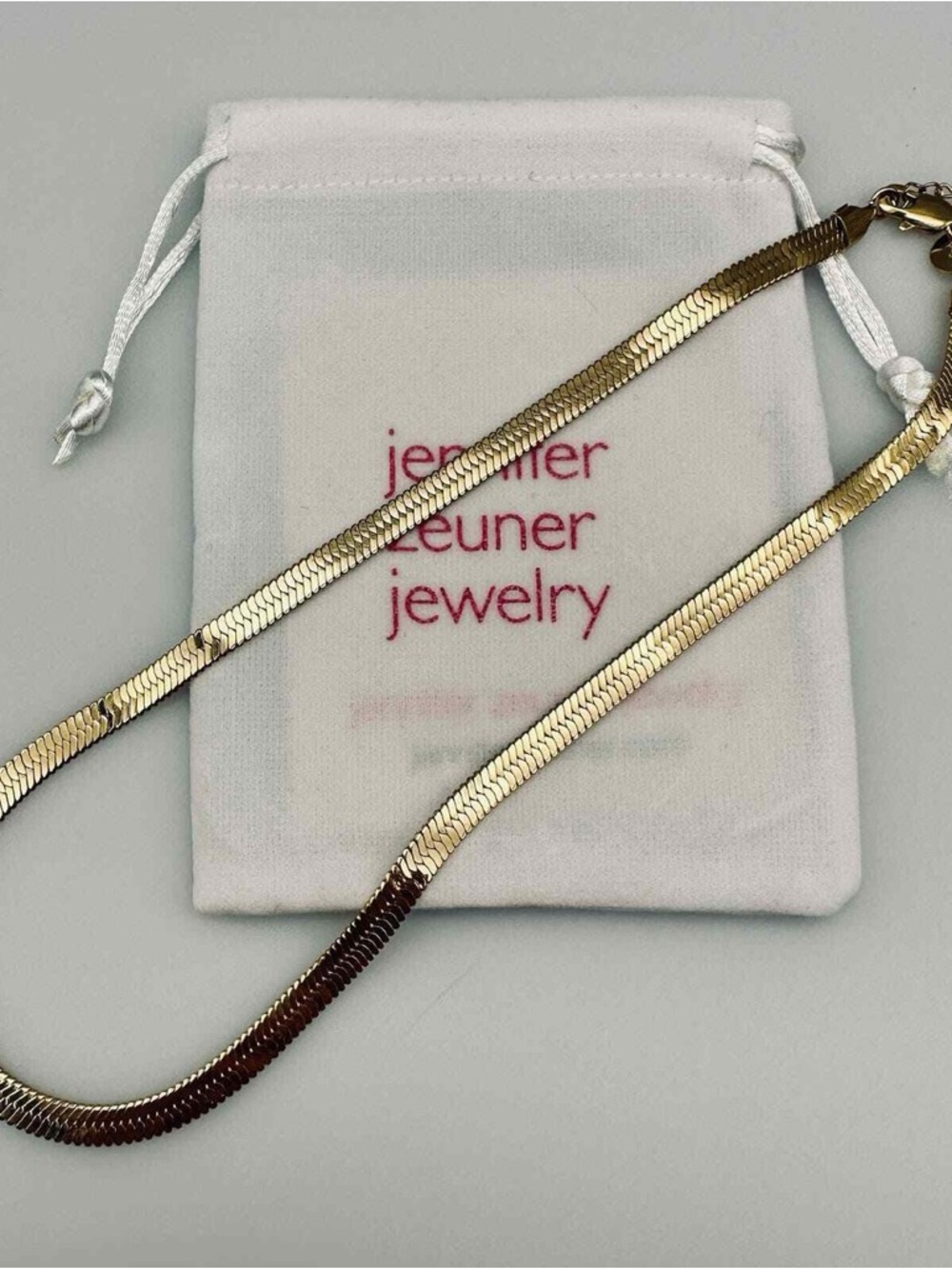 Gold Tone Herringbone Chain Necklace